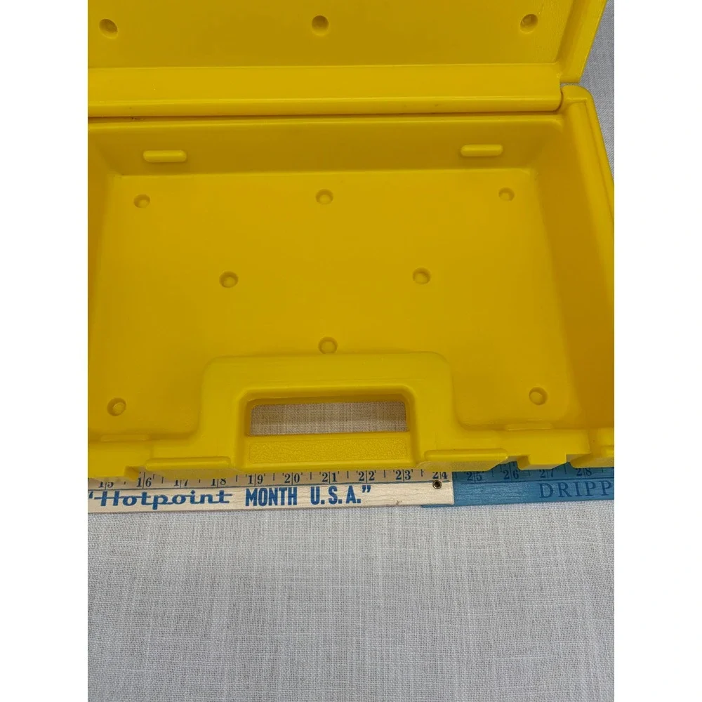 Vintage 1983 Fisher-Price Construx Yellow Plastic Storage Carrying Case USA Made